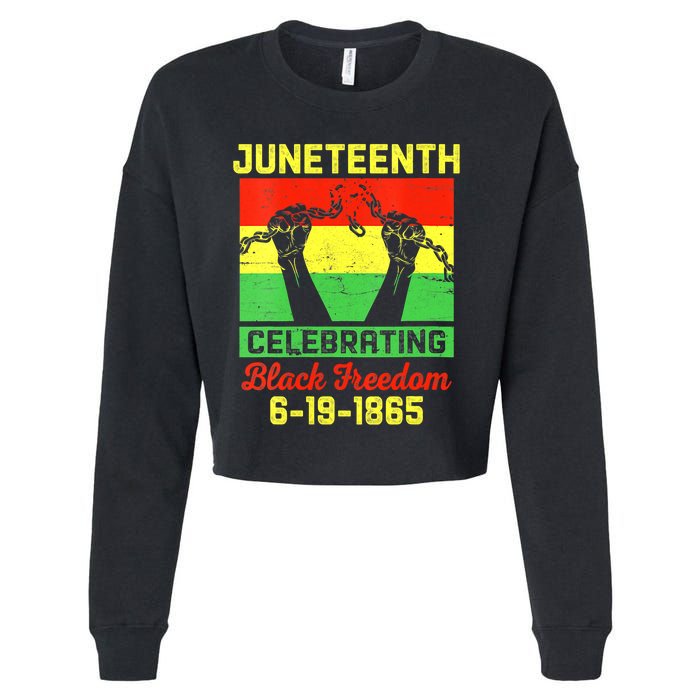 Vintage Juneteenth Celebrate Black Freedom June 19 1865 Cropped Pullover Crew