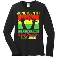 Vintage Juneteenth Celebrate Black Freedom June 19 1865 Ladies Long Sleeve Shirt