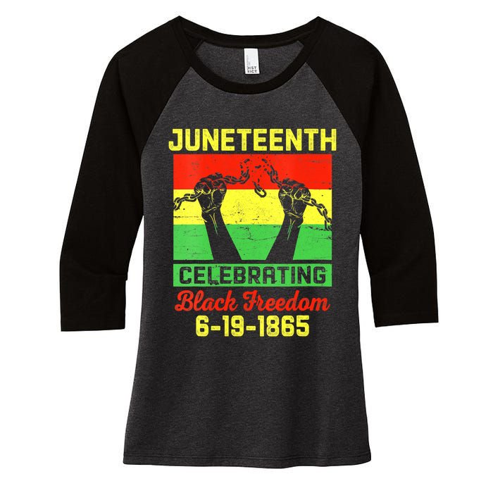 Vintage Juneteenth Celebrate Black Freedom June 19 1865 Women's Tri-Blend 3/4-Sleeve Raglan Shirt