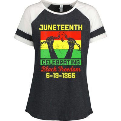 Vintage Juneteenth Celebrate Black Freedom June 19 1865 Enza Ladies Jersey Colorblock Tee