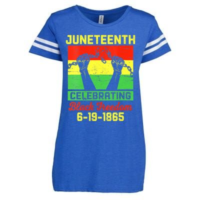 Vintage Juneteenth Celebrate Black Freedom June 19 1865 Enza Ladies Jersey Football T-Shirt