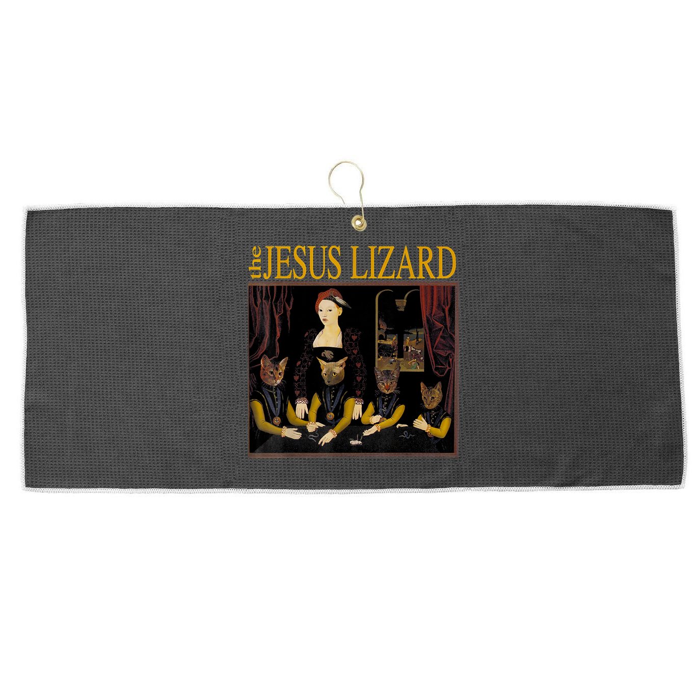 Vintage Jesus Cats Lizard Shirt Retro Limited Edition Large Microfiber Waffle Golf Towel