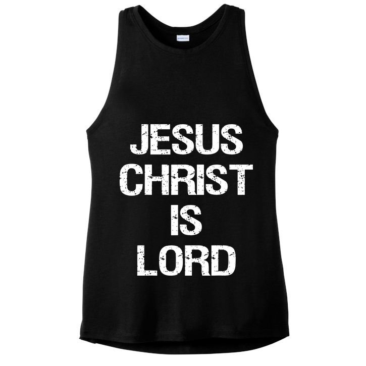 Vintage Jesus Christ Is Lord Christian Believer Ladies PosiCharge Tri-Blend Wicking Tank