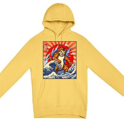 Vintage Japanese Catzilla Poster Premium Pullover Hoodie