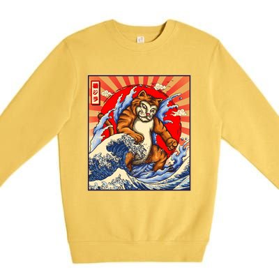 Vintage Japanese Catzilla Poster Premium Crewneck Sweatshirt