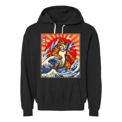 Vintage Japanese Catzilla Poster Garment-Dyed Fleece Hoodie