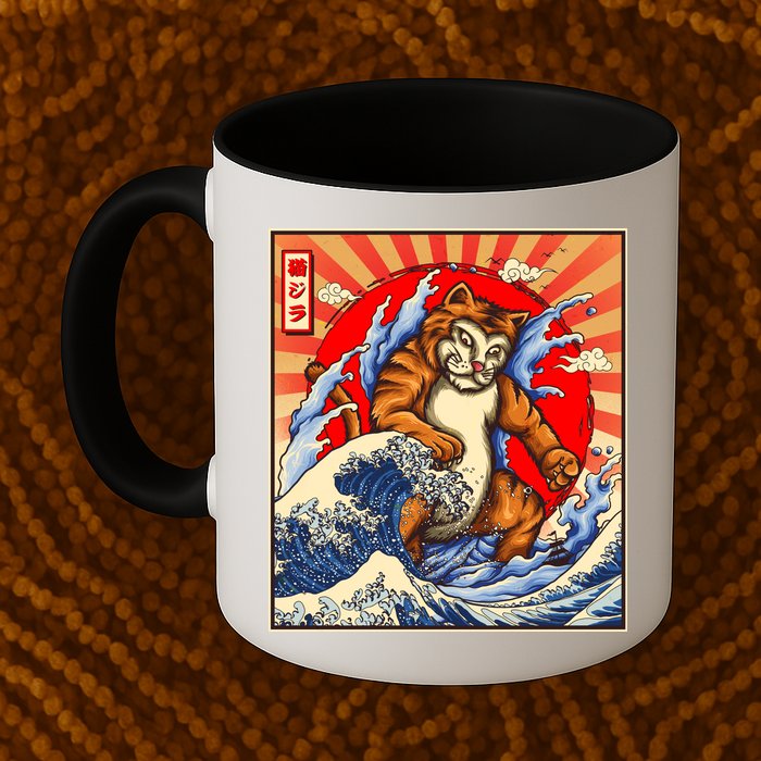 Vintage Japanese Catzilla Poster Mug