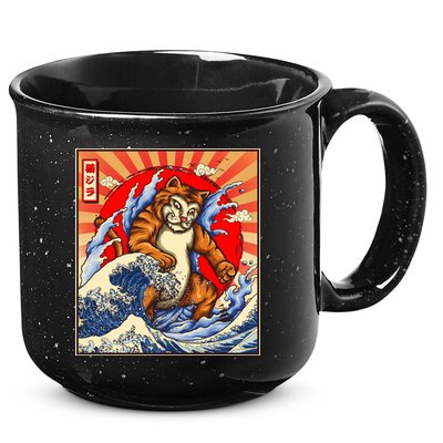 Vintage Japanese Catzilla Poster 15oz Campfire Ceramic Mug