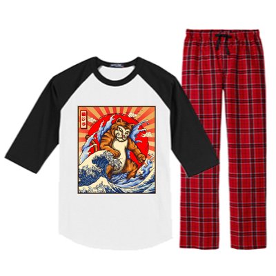 Vintage Japanese Catzilla Poster Raglan Sleeve Pajama Set