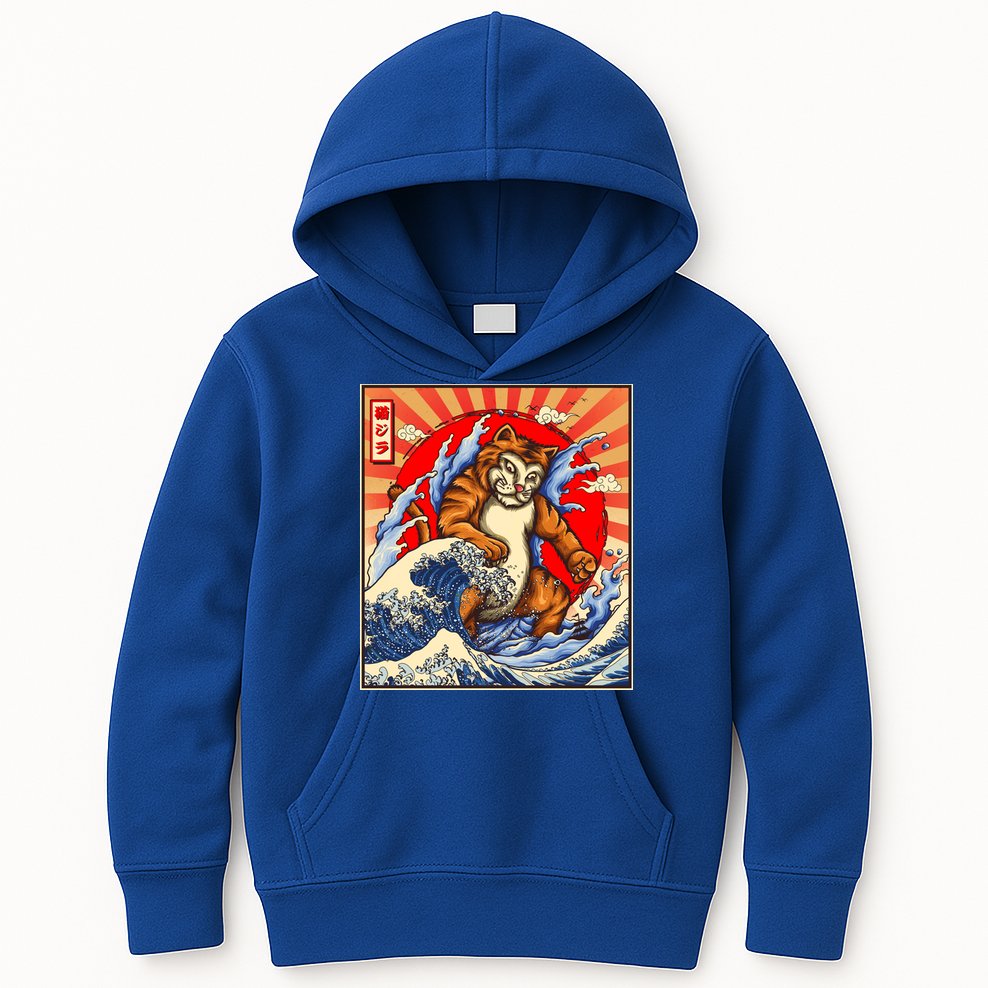 Vintage Japanese Catzilla Poster Kids Hoodie