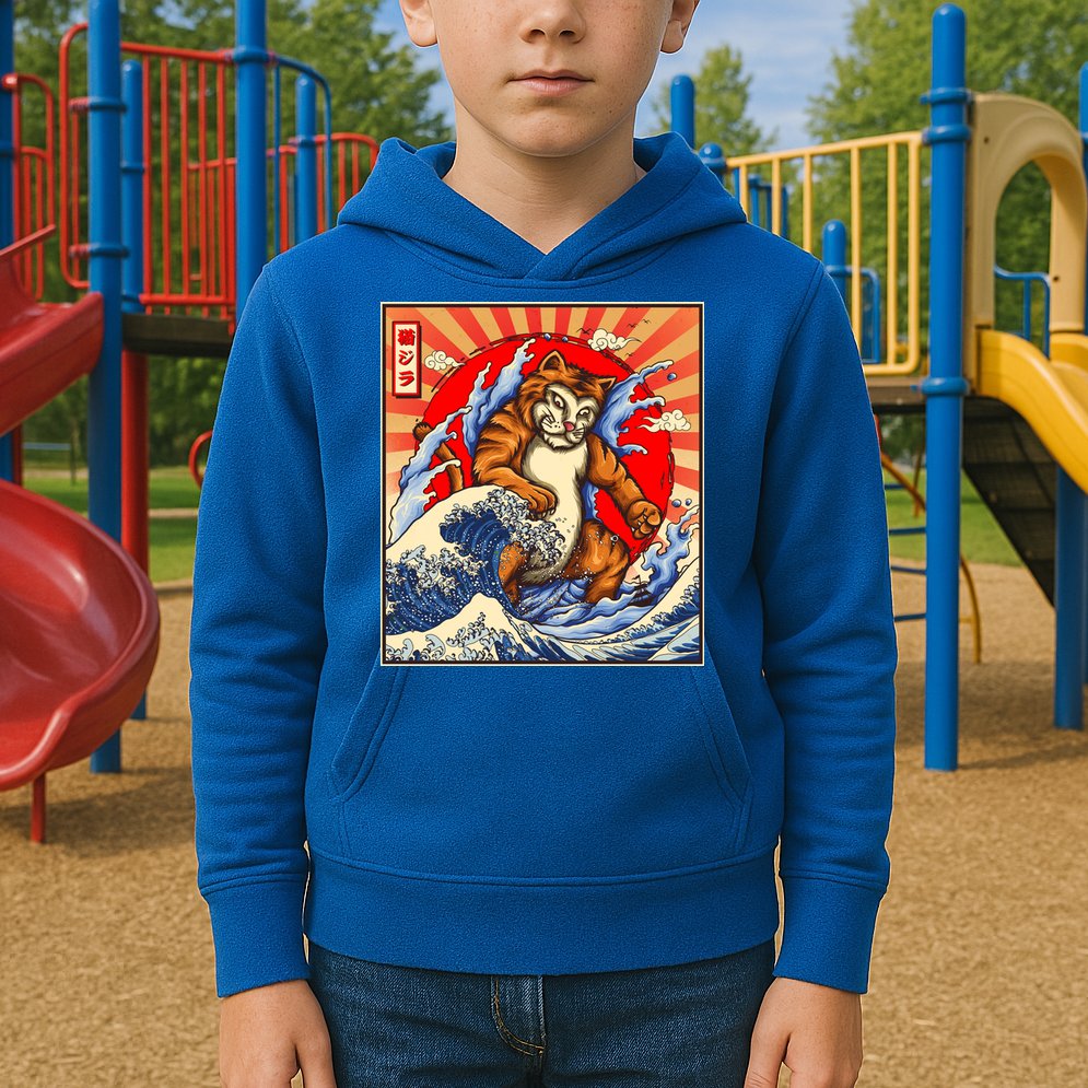 Vintage Japanese Catzilla Poster Kids Hoodie