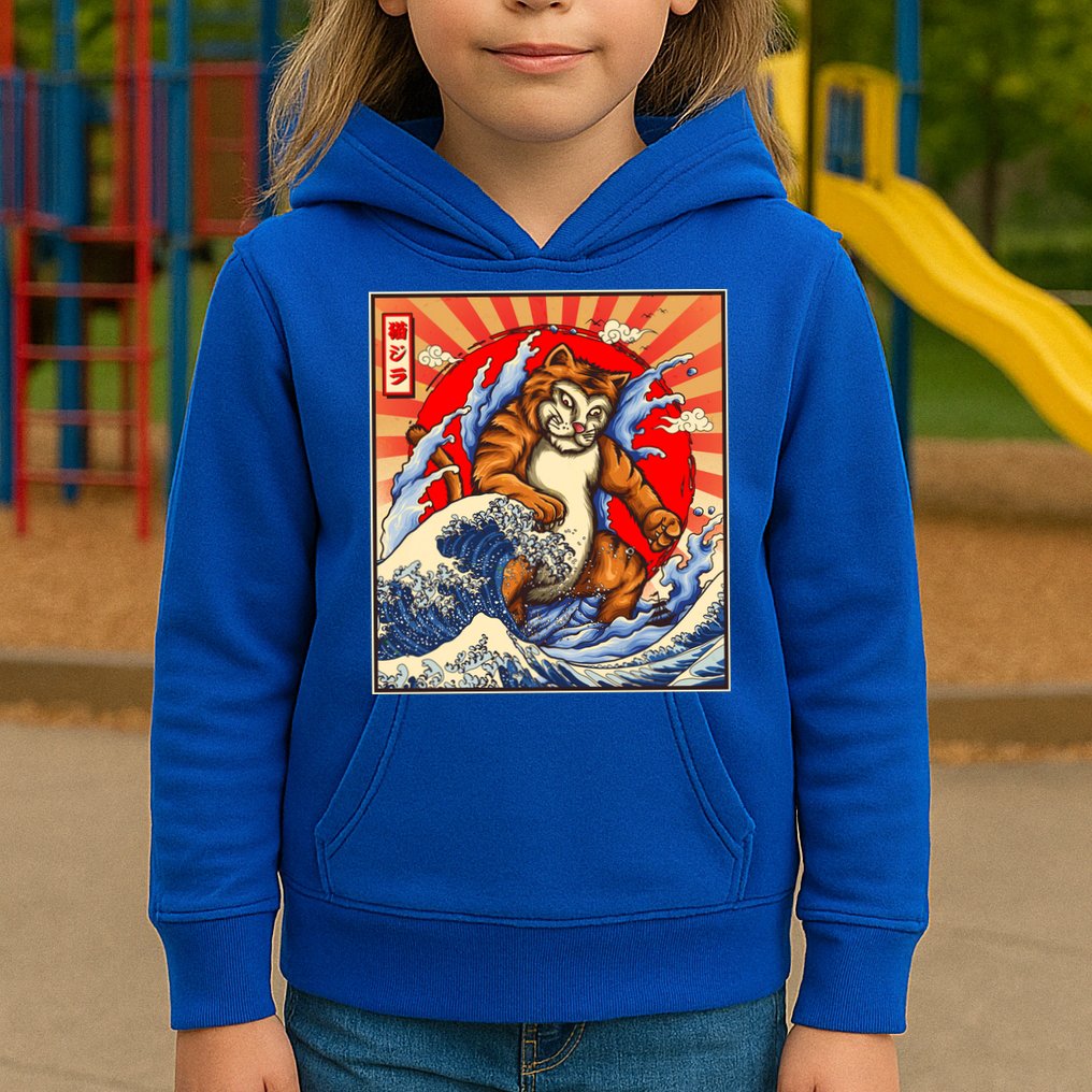 Vintage Japanese Catzilla Poster Kids Hoodie