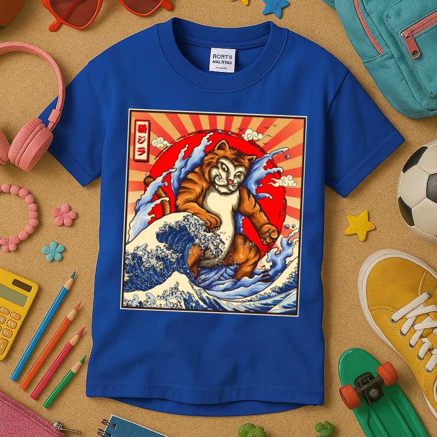 Vintage Japanese Catzilla Poster Kids T-Shirt