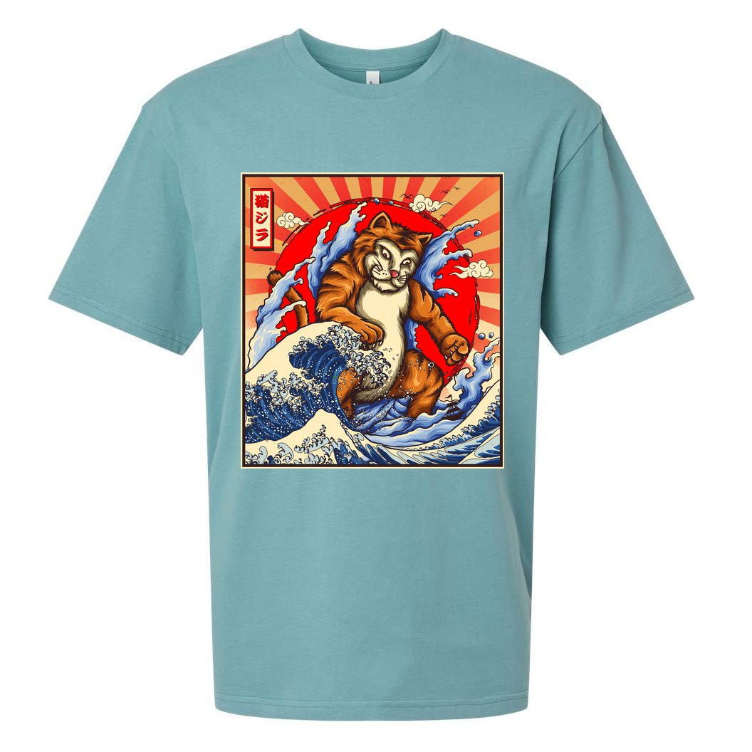 Vintage Japanese Catzilla Poster Sueded Cloud Jersey T-Shirt
