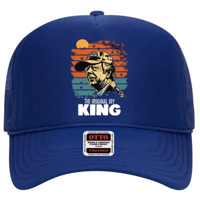 Vintage Jimmy Carter The Original Diy King Presidents Day Gift High Crown Mesh Back Trucker Hat