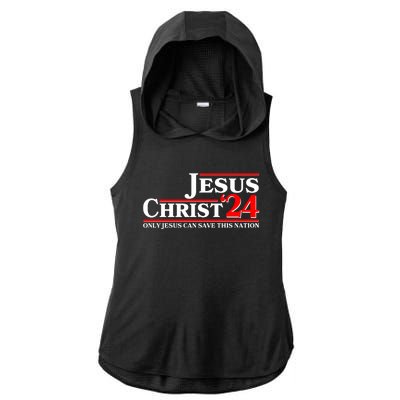 Vote Jesus Christ 2024 Only Jesus Can Save This Nation Ladies PosiCharge Tri-Blend Wicking Draft Hoodie Tank