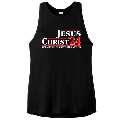 Vote Jesus Christ 2024 Only Jesus Can Save This Nation Ladies PosiCharge Tri-Blend Wicking Tank