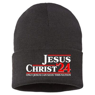 Vote Jesus Christ 2024 Only Jesus Can Save This Nation Sustainable Knit Beanie