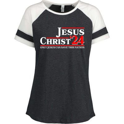 Vote Jesus Christ 2024 Only Jesus Can Save This Nation Enza Ladies Jersey Colorblock Tee