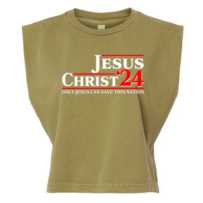 Vote Jesus Christ 2024 Only Jesus Can Save This Nation Garment-Dyed Women's Muscle Tee