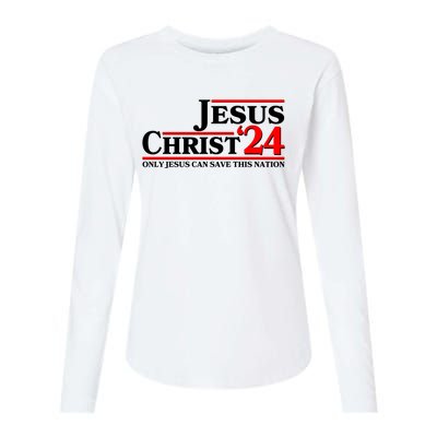 Vote Jesus Christ 2024 Only Jesus Can Save This Nation Womens Cotton Relaxed Long Sleeve T-Shirt