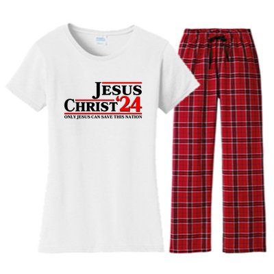 Vote Jesus Christ 2024 Only Jesus Can Save This Nation Women's Flannel Pajama Set