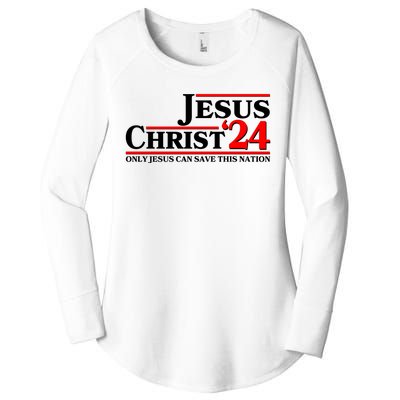 Vote Jesus Christ 2024 Only Jesus Can Save This Nation Women's Perfect Tri Tunic Long Sleeve Shirt