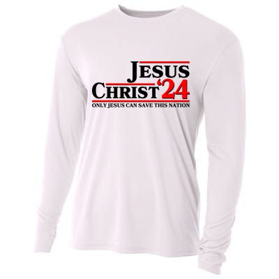 Vote Jesus Christ 2024 Only Jesus Can Save This Nation Cooling Performance Long Sleeve Crew