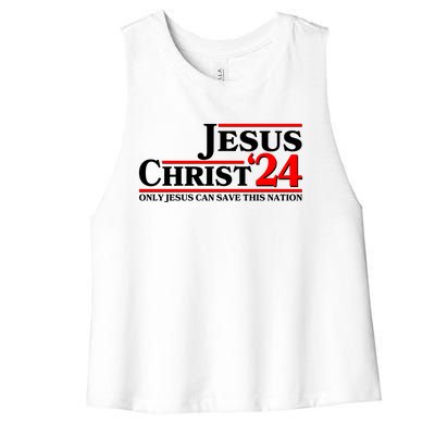 Vote Jesus Christ 2024 Only Jesus Can Save This Nation Women's Racerback Cropped Tank