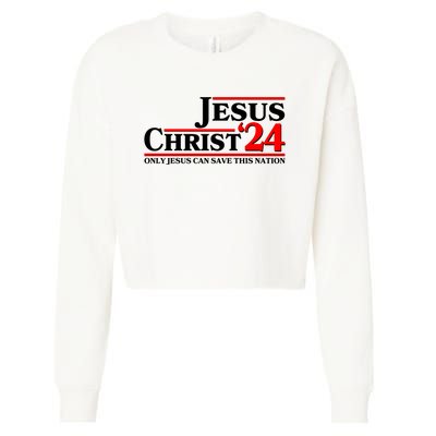 Vote Jesus Christ 2024 Only Jesus Can Save This Nation Cropped Pullover Crew