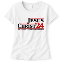 Vote Jesus Christ 2024 Only Jesus Can Save This Nation Womens T-Shirt