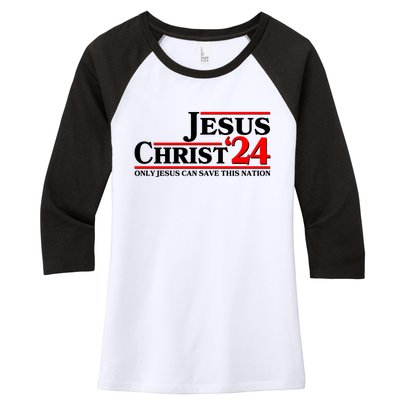 Vote Jesus Christ 2024 Only Jesus Can Save This Nation Women's Tri-Blend 3/4-Sleeve Raglan Shirt