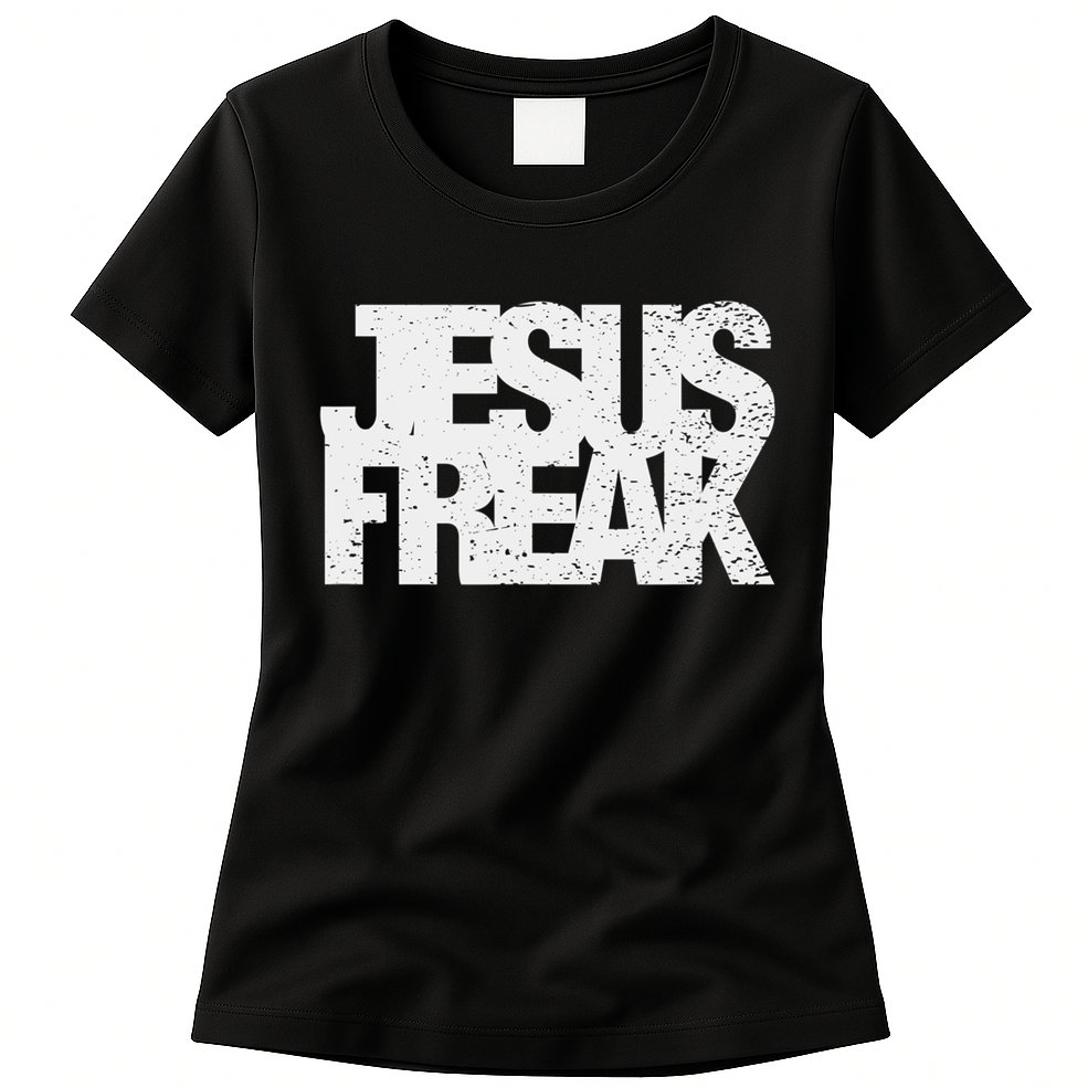 Vintage Jesus Freak Gift 70's Style Distressed Christian Gift Womens T-Shirt