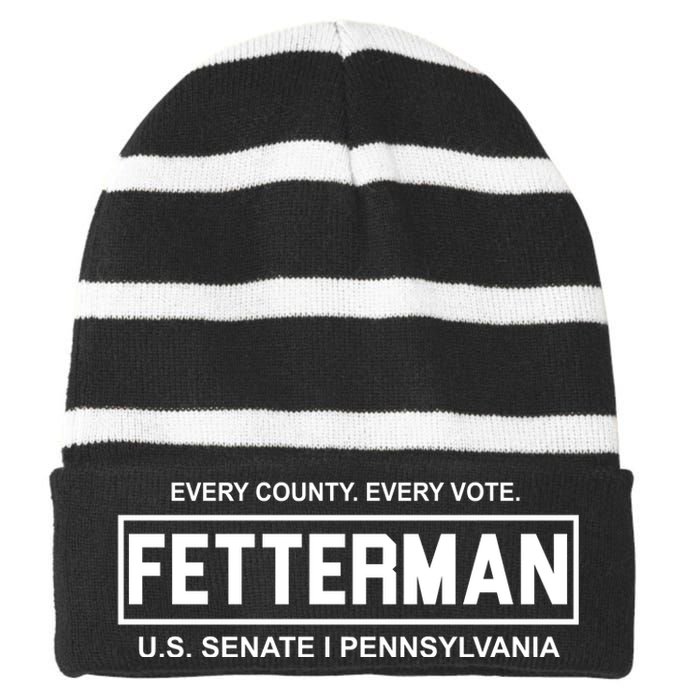 Vote John Fetterman For Senate Striped Beanie with Solid Band