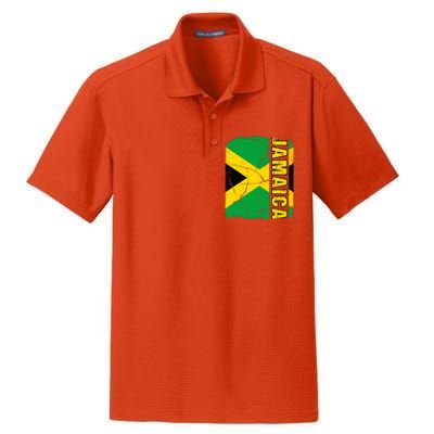 Vintage Jamaican Flag Jamaica Pride Roots Heritage Gift Dry Zone Grid Polo