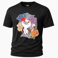 Vintage Japanese Flowers Tattoo Cat Performance Shirt