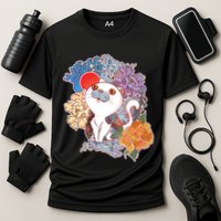 Vintage Japanese Flowers Tattoo Cat Performance Shirt