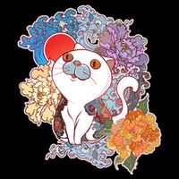 Vintage Japanese Flowers Tattoo Cat Performance Shirt