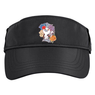 Vintage Japanese Flowers Tattoo Cat Adult Drive Performance Visor