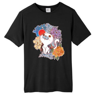 Vintage Japanese Flowers Tattoo Cat Tall Fusion ChromaSoft Performance T-Shirt