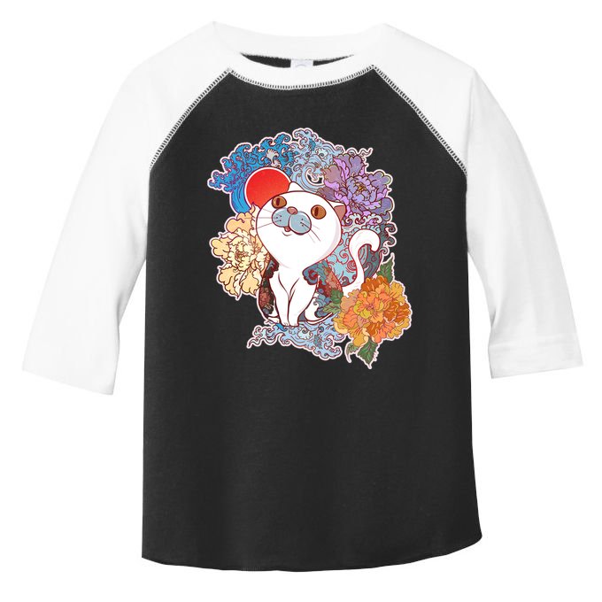 Vintage Japanese Flowers Tattoo Cat Toddler Fine Jersey T-Shirt