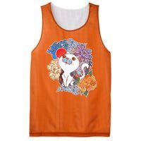 Vintage Japanese Flowers Tattoo Cat Mesh Reversible Basketball Jersey Tank