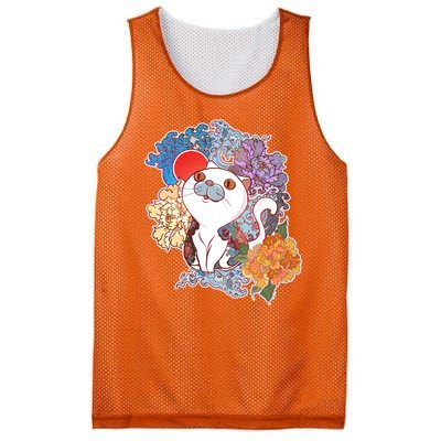 Vintage Japanese Flowers Tattoo Cat Mesh Reversible Basketball Jersey Tank