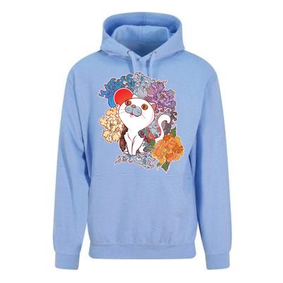 Vintage Japanese Flowers Tattoo Cat Unisex Surf Hoodie