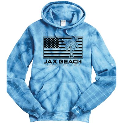 Visit Jacksonville Florida Vacation USA Flag Palms Jax Beach Tie Dye Hoodie