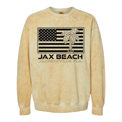 Visit Jacksonville Florida Vacation USA Flag Palms Jax Beach Colorblast Crewneck Sweatshirt