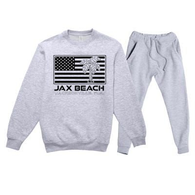 Visit Jacksonville Florida Vacation USA Flag Palms Jax Beach Premium Crewneck Sweatsuit Set