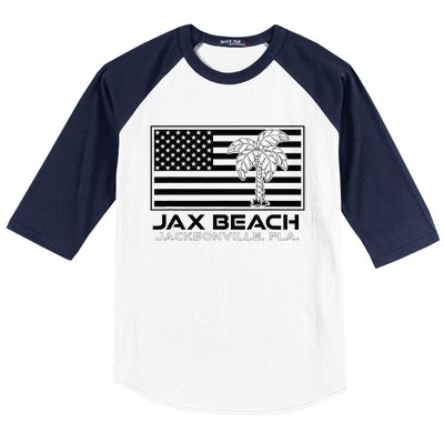 Visit Jacksonville Florida Vacation USA Flag Palms Jax Beach Baseball Sleeve Shirt