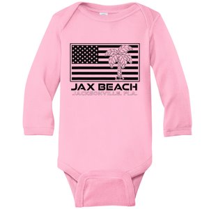 Visit Jacksonville Florida Vacation USA Flag Palms Jax Beach Baby Long Sleeve Bodysuit