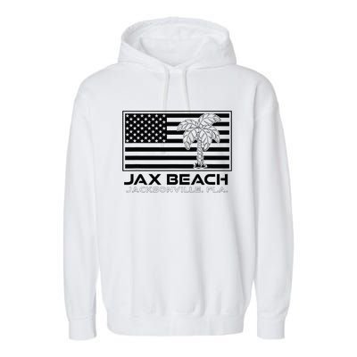 Visit Jacksonville Florida Vacation USA Flag Palms Jax Beach Garment-Dyed Fleece Hoodie